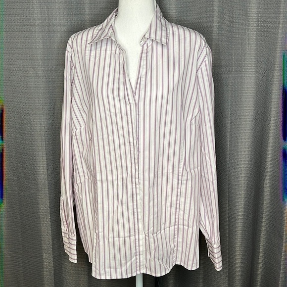 WILLOW BAY PURPLE WHITE BUTTON FRONT SHIRT SIZE 2X - Picture 1 of 7